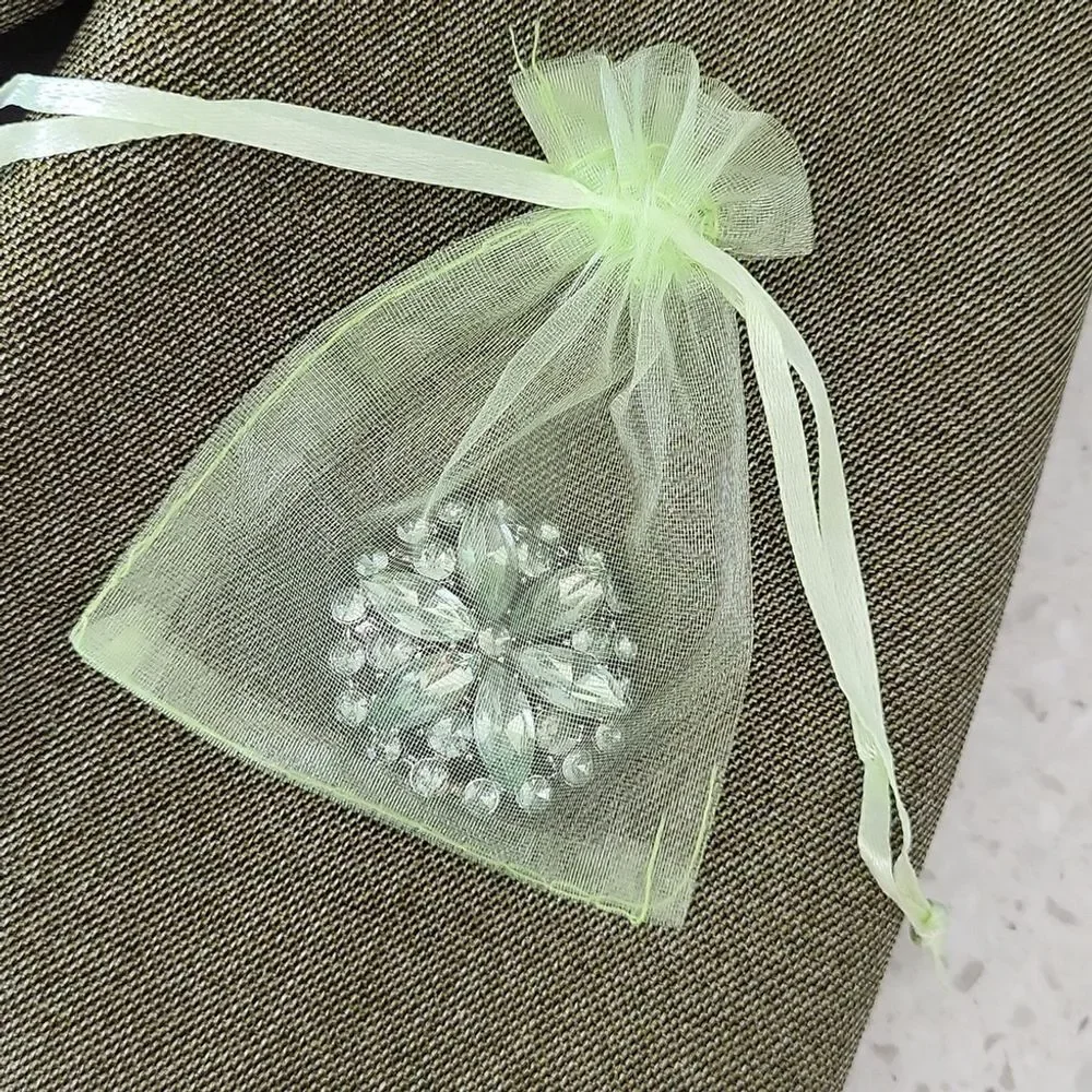 Vintage Mint Green starburst flower brooch